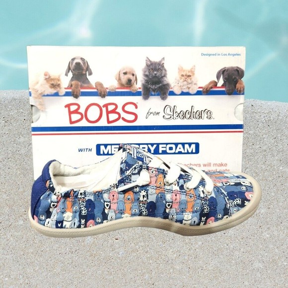 bobs skechers Shoes Skechers Bobs 9 Womens Shoes Dog Print Beach Bingo Dog House Party Terry